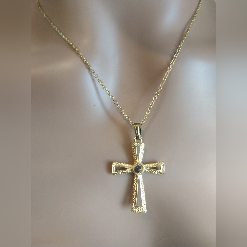 Gold Cross Pendant Necklace - Picture 2 of 9
